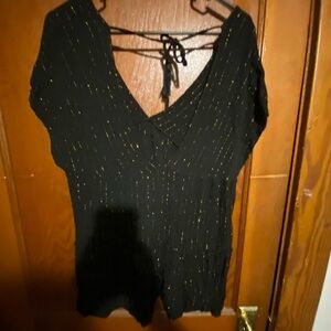 Xhilaration Black Blouse with Gold Accents